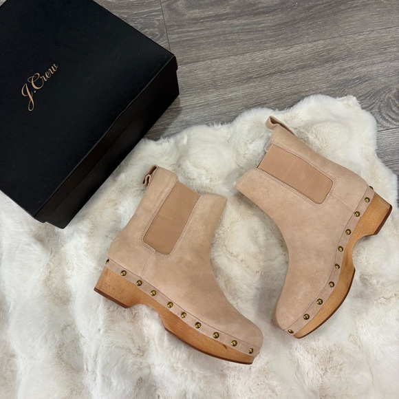 J. Crew suede Chelsea faux fur lined studded clog boots im suede - 7.5 - Picture 9 of 9